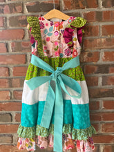 Load image into Gallery viewer, Size 6 Boutique Dress, Boho Kids Clothing, Double Skirted Pageant Dress, Patchwork Dress, Handmade, Woodland Dress