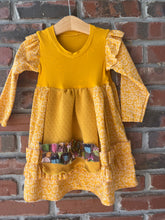 Load image into Gallery viewer, Fall Knit/Woven Pumpkin Ruffled Apron Girls Dress