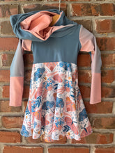 Load image into Gallery viewer, Grow With Me Girls Dress. Eco-friendly, Sustainable Baby, Toddler Hooded Dress READY TO SHIP