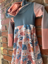 Load image into Gallery viewer, Grow With Me Girls Dress. Eco-friendly, Sustainable Baby, Toddler Hooded Dress READY TO SHIP