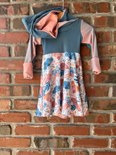 Load image into Gallery viewer, Grow With Me Girls Dress. Eco-friendly, Sustainable Baby, Toddler Hooded Dress READY TO SHIP