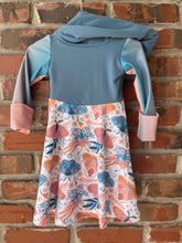 Load image into Gallery viewer, Grow With Me Girls Dress. Eco-friendly, Sustainable Baby, Toddler Hooded Dress READY TO SHIP