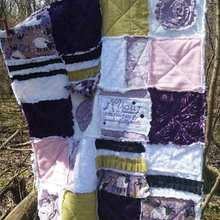 Load image into Gallery viewer, Baby/Toddler Rag Quilt, Psalm 139 "For I Am Fearfully and Wonderfully Made" 42"x34", Christian, Farm, Fertility Gift, Rainbow Baby Gift