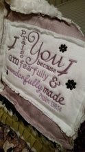 Load image into Gallery viewer, Baby/Toddler Rag Quilt, Psalm 139 "For I Am Fearfully and Wonderfully Made" 42"x34", Christian, Farm, Fertility Gift, Rainbow Baby Gift