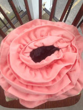 Load image into Gallery viewer, Boho, FloralRag Quilt AND Pillow Gift Set, 34"x34" Ragged Quilt in Peach/Coral Poppy, Satin Green and Black Minky, Matching 3D Floral Pillow