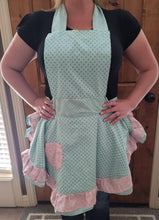 Load image into Gallery viewer, Commissioned Seamstress, Retro Woman&#39;s/Woman&#39;s Plus Size Apron, Ruffeled Apron, Baking Apron
