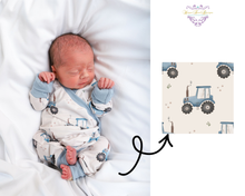 Load image into Gallery viewer, Tractor Farm Baby Snap Romper | 0–9 Months
