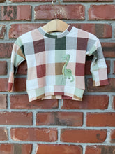 Load image into Gallery viewer, Plaid Dinosaur Grow With Me Dolman Shirt | 0–6 Months
