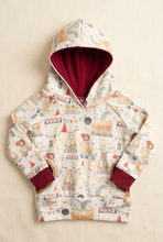Load image into Gallery viewer, Construction-print hoodie flat-lay cleanup
