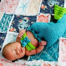 Load image into Gallery viewer, Under the Sea Rag Quilt, Ocean Baby/Toddler Patchwork Blanket, Coral, Teal, Whale, Made To Order, Free Personalization
