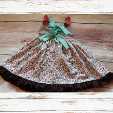 Load image into Gallery viewer, 4T Vintage 50&#39;s Style Kids Dress - Floral, Retro Stripe Dress, Triple Bow Back

