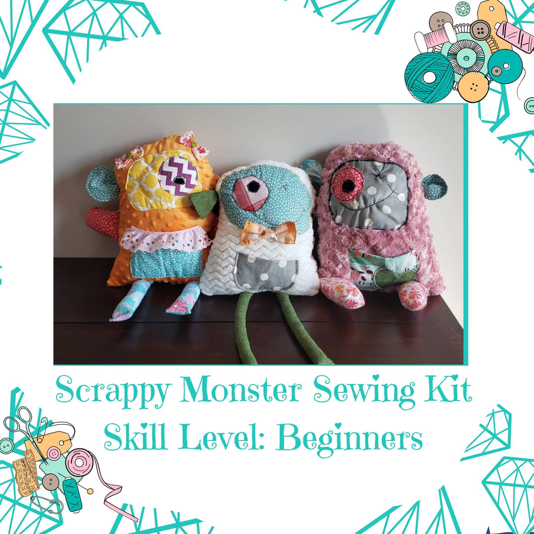 Monster Sewing Kit, DIY Stuffed Animal, Kid's Sewing Kit, October Birthday Gift, Ages 7+