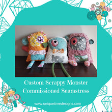 Load image into Gallery viewer, Commissioned Monster Stuffed Animals, Halloween Monster, Monster Stuffie, October Birthday Gift, Kid&#39;s Birthday Gift Ages 3-10
